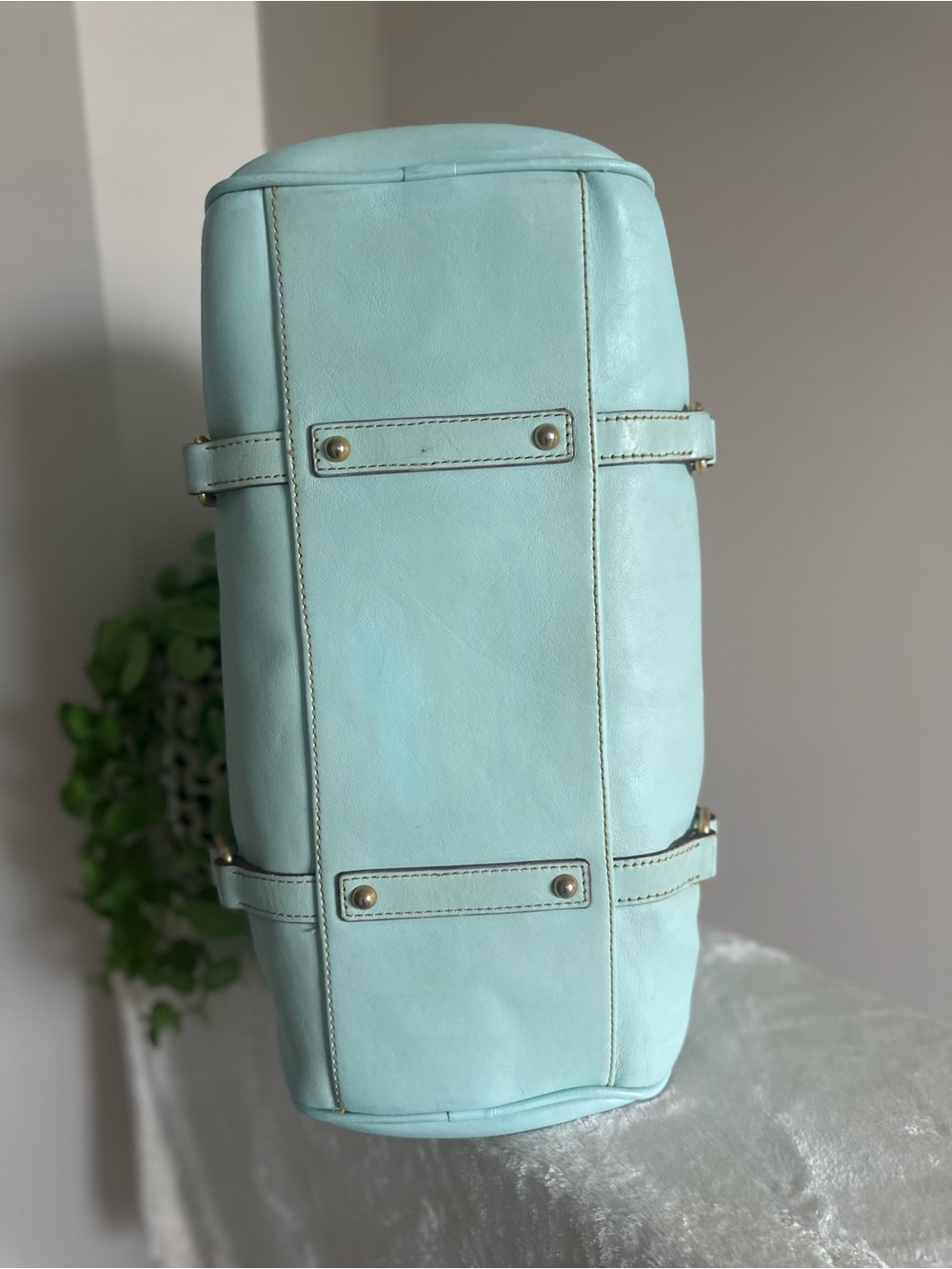 Dooney & Bourke Leather Florentine Satchel in Pale Blue - Picture 10 of 15
